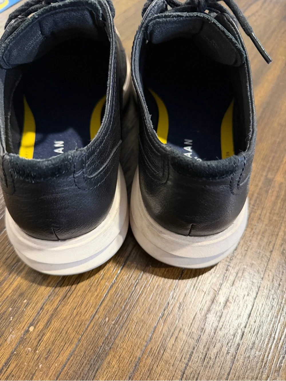 Cole Haan Black Leather Derby Shoes with Cream Sole